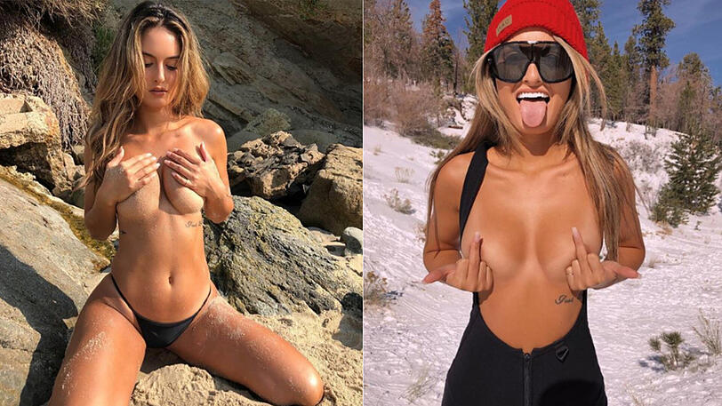 Julia Rose ist Fan der Los Angeles Rams - und sie zeigt gern viel nackte Haut.