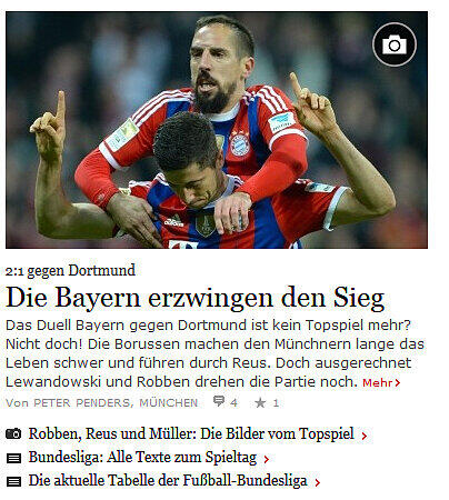 Pressestimmen zum Sieg des FC Bayern gegen Dortmund