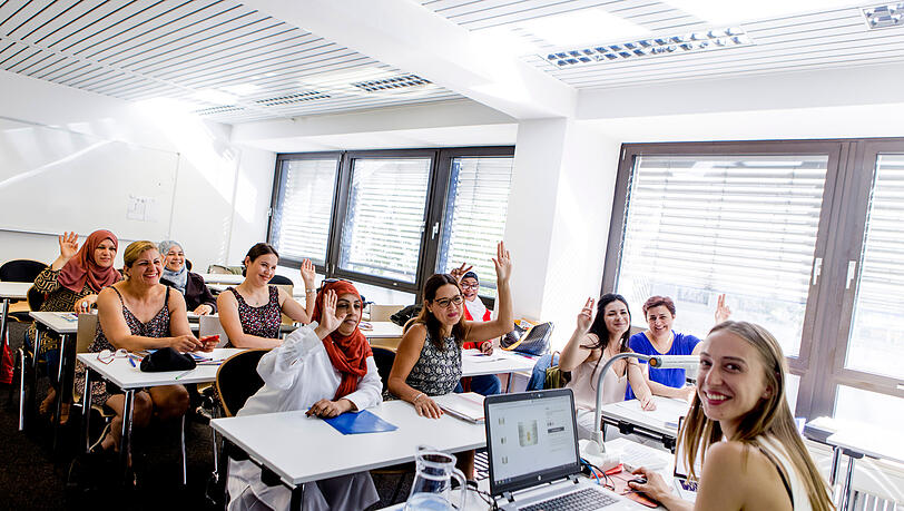 Ein Integrationskurs der M&uuml;nchner Volkshochschule im Sommer.