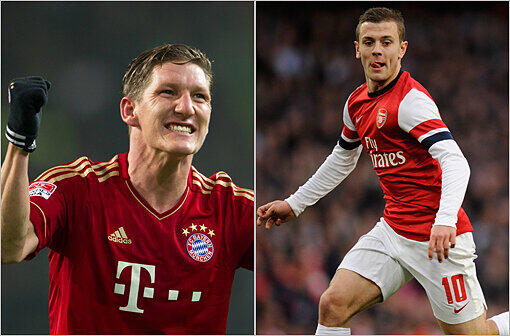 SCHWEINSTEIGER-WILSHERE
Der Engländer ist ein typischer Jünger von Coach Wenger, debütierte mit 16 Jahren, soll der neue Fabregas werden. Keine Chance aber gegen Schweinsteiger, der seine alte Klasse zeigt. 
STAND: 7:0