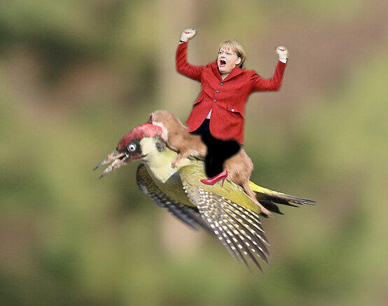 Unsere Bundeskanzlerin Angela Merkel freut sich sichtlich über den Ausflug auf dem Specht...