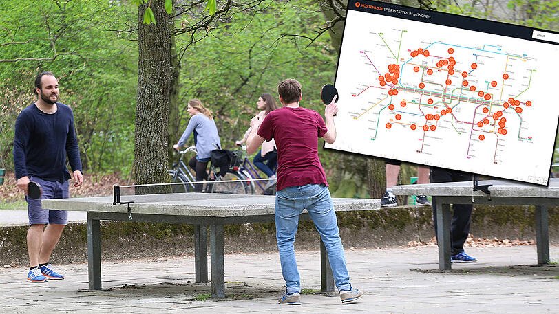 Tischtennis, Fußball, Basketball und vieles mehr: Die interaktiven Karten zeigen kostenlose Sportstätten in München.