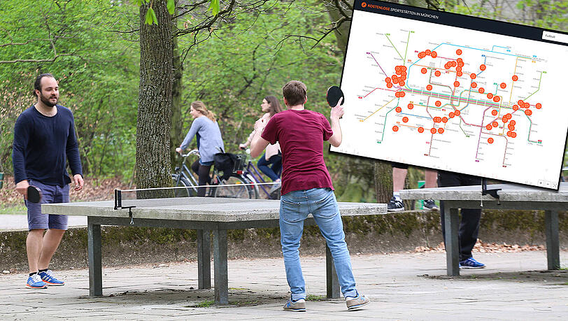 Tischtennis, Fußball, Basketball und vieles mehr: Die interaktiven Karten zeigen kostenlose Sportstätten in München. Tischtennis, Fußball, Basketball und vieles mehr: Die interaktiven Karten zeigen kostenlose Sportstätten in München.