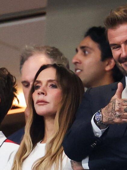 Siegessicher: Victoria Beckham und David Beckham beim Spiel England gegen Argentinien.