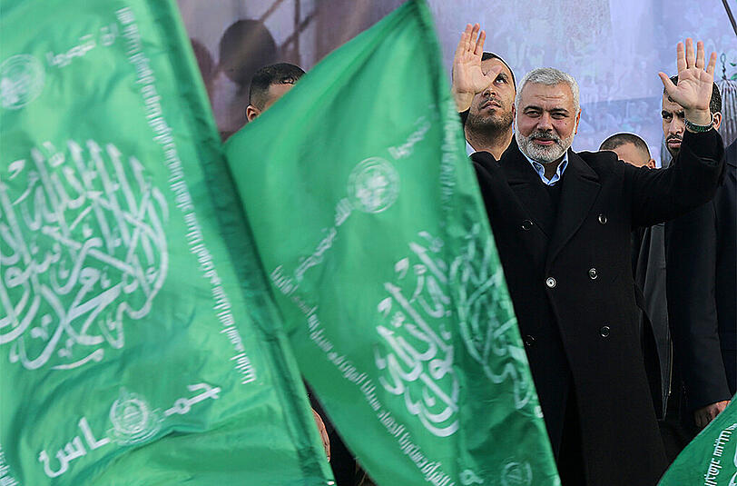 Hamas-Führer Ismail Haniyya bei einer Kundgebung in Gaza-Stadt. Die Hamas hat die Klage gegen die EU gewonnen.