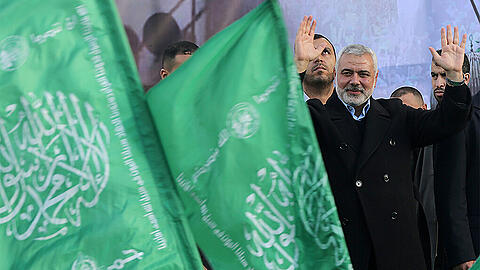 Hamas-Führer Ismail Haniyya bei einer Kundgebung in Gaza-Stadt. Die Hamas hat die Klage gegen die EU gewonnen.