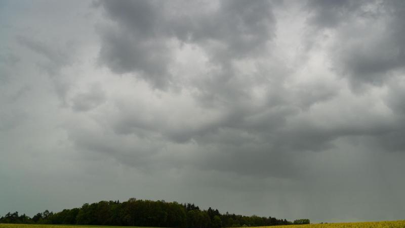 Dunkle Regenwolken ziehen über ein Rapsfeld hinweg. Foto: Nicolas Armer/dpa/Symbolbild Dunkle Regenwolken ziehen über ein Rapsfeld hinweg. Foto: Nicolas Armer/dpa/Symbolbild