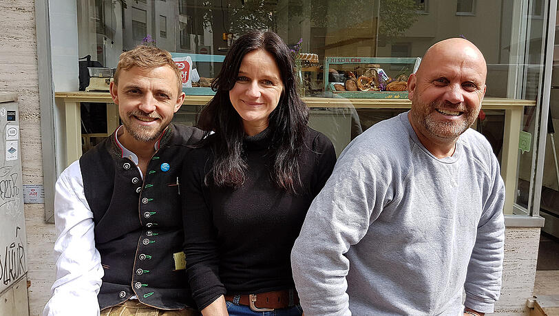 Drei Menschen auf Frühstücks-Mission (v.l.): Fabian Stingl, Bettina Baumgart und Stephan Alof. Drei Menschen auf Frühstücks-Mission (v.l.): Fabian Stingl, Bettina Baumgart und Stephan Alof.