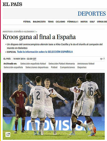 El Pais: " Kroos siegt am Ende über Spanien"