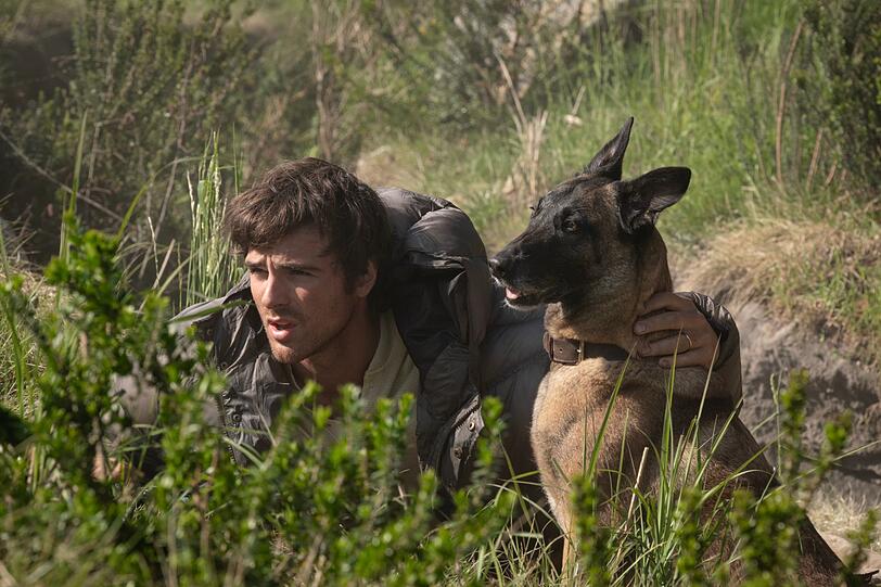 In der Romanverfilmung "Das Ende der Sterne" spielt Jacob Elordi einen Mann, der mit einem treuen Hund postapokalyptischen Welt ums Überleben kämpft. In der Romanverfilmung "Das Ende der Sterne" spielt Jacob Elordi einen Mann, der mit einem treuen Hund postapokalyptischen Welt ums Überleben kämpft.