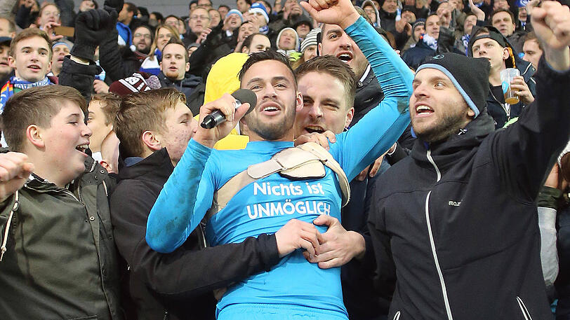 &bdquo;Das war das schönste Gefühl meines Lebens, mir sind Berge vom Herzen gefallen&ldquo;, sagt Engelbrecht über sein erstes Tor, den 2:1-Siegtreffer gegen Wiesbaden, nach seinem Comeback.