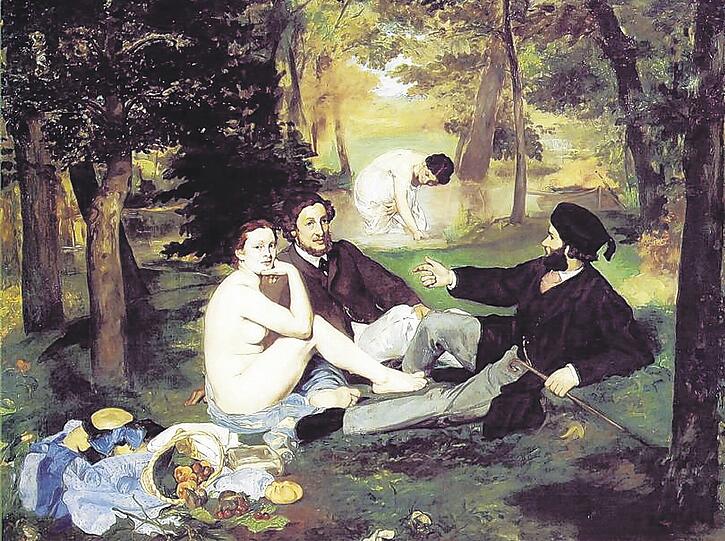 Ein sinnlicher Ausflug ins Grüne. Édouard Manets berühmtes Frühwerk: &bdquo;Déjeuner sur l&rsquo;herbe&ldquo; verherrlicht den entspannten Umgang mit Natur und Nacktheit.