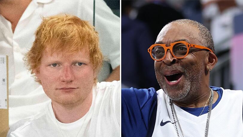 Musiker Ed Sheeran (l.) zeigt sich hoch konzentriert beim Kunstturnen - Regisseur Spike Lee hat neben der Basketball-Leidenschaft auch das Wasserball-Fieber gepackt.