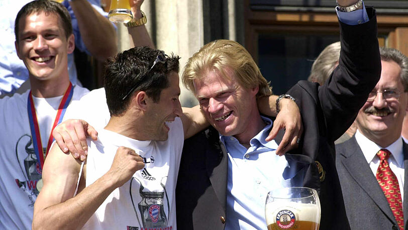 Seit jeher ein gutes Team: Salihamidzic (l.) und Kahn 2001 auf dem Rathausbalkon.