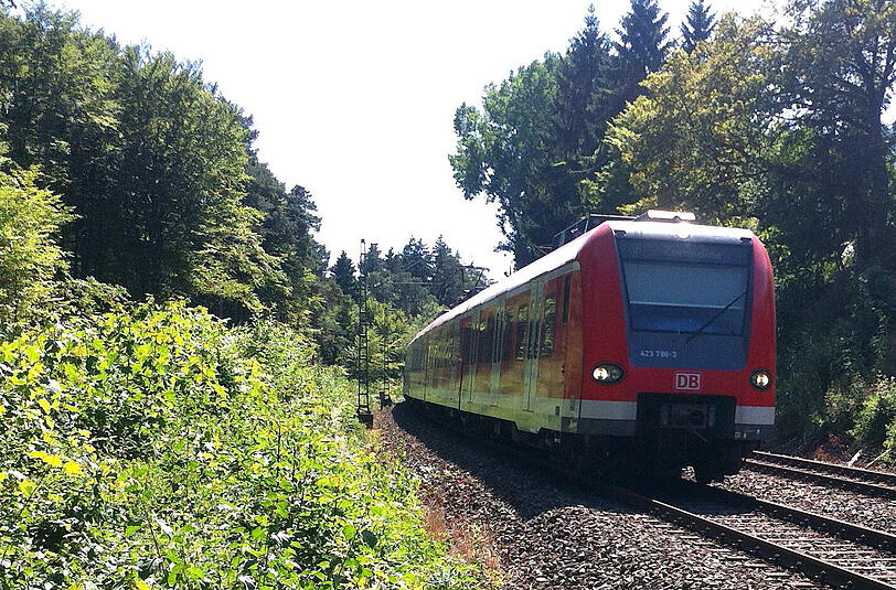 Eine Münchner S-Bahn kann gerade noch bremsen.