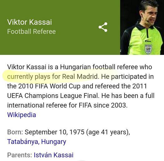 Auch am Wikipedia-Auftritt machte man sich zu schaffen. Kassai arbeitet wohl professionell für Real Madrid.