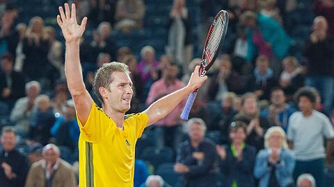Florian Mayer nach seinem Sieg gegen den Argentinier Schwartzman.