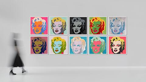 Wer bietet mehr? Andy Warhols „Marilyn Monroe“ im vollständigen Zehnerpack liegt bei einem Schätzpreis von 1,5 Millionen Euro.