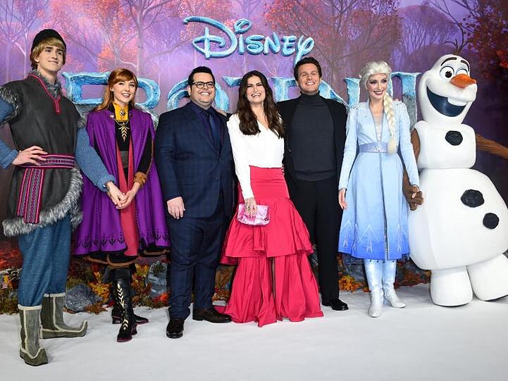 Josh Gad (Olaf), Idina Menzel (Elsa) und Jonathan Groff (Kristoff) bei der Europapremiere von "Die Eiskönigin 2" in London.