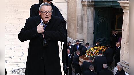 Brigitte Bardots Sohn Nicolas-Jacques war unter den Trauernden, rechts wird der Sarg der Filmikone in die Kirche getragen.
