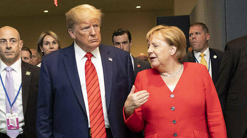 Donald Trump mit Angela Merkel im vergangenen Jahr