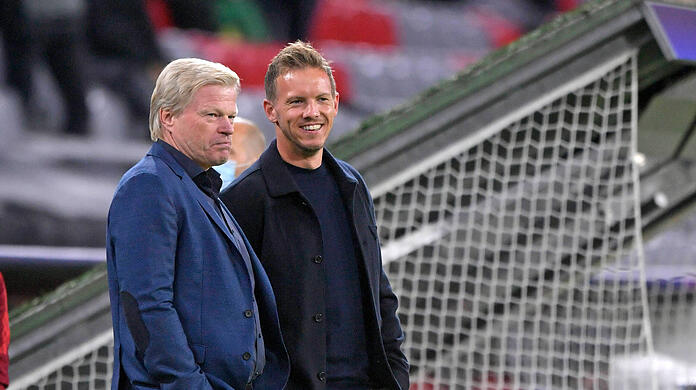 Bayerns Vorstandsboss Oliver Kahn (l.) und Trainer Julian Nagelsmann.