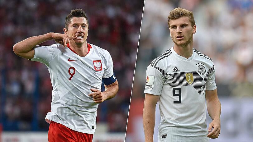 Bei der Fußball-WM 2018 Konkurrenten: Robert Lewandowski (li.) und Timo Werner.