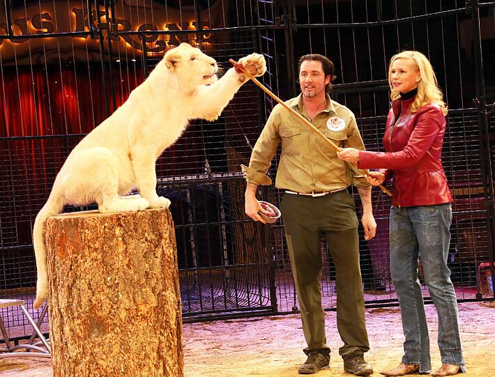 Veronica Ferres tauft Löwenmädchen "Alba" - die Bilder aus dem Circus Krone