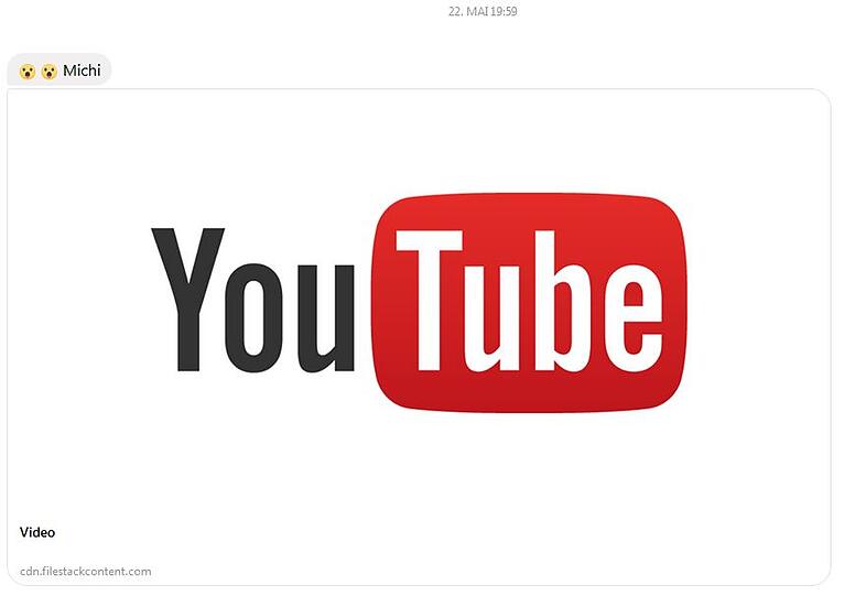 So sieht der falsche Youtube-Link im Messenger von Facebook aus.