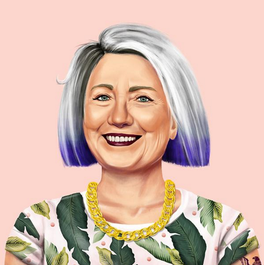 Israelischer Illustrator kreiert die Bildreihe "Hipstory" - Hillary Clinton.