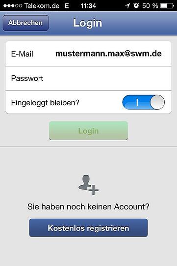 Falls sie noch keinen Account haben, können sie sich einmalig mit ihren persönlichen Daten registrieren.