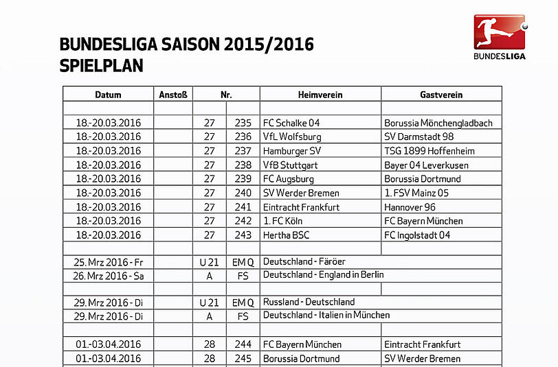 Der Blick in den DFL-Spielplan beweist es...