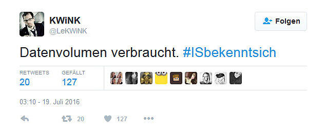 Unter dem Hashtag #ISbekenntsich schieben die Twitter-User dem IS die Verantwortung für Unannehmlichkeiten des Alltags zu.