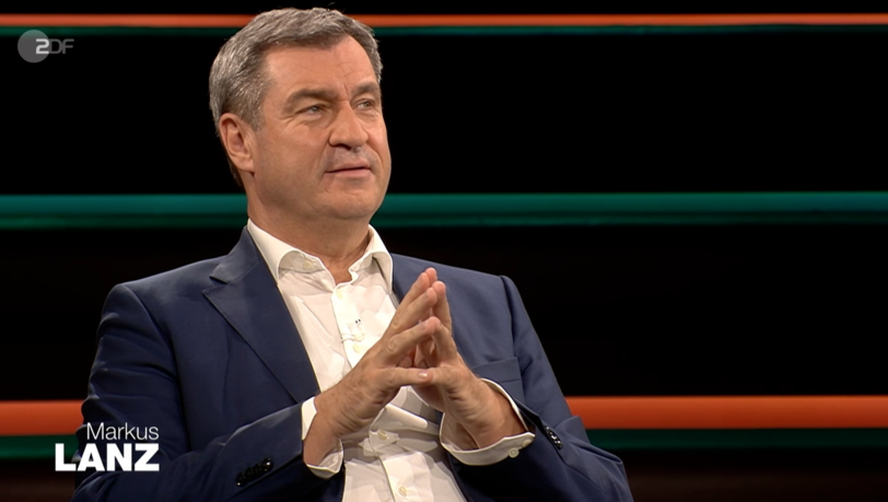 Markus Söder zu Gast bei Markus Lanz im ZDF am 19.6.2024. Es ging um Fußball, Politik und die große K-Frage.