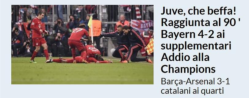 Auch die italienische "La Repubblica" spricht von einer "Beleidigung": "Juve verabschiedet sich aus der Champions League."