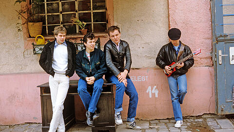Die Spider Murphy Gang mit Michael Busse (links), Günther Sigl, Franz Trojan und Barny Murphy im November 1984.