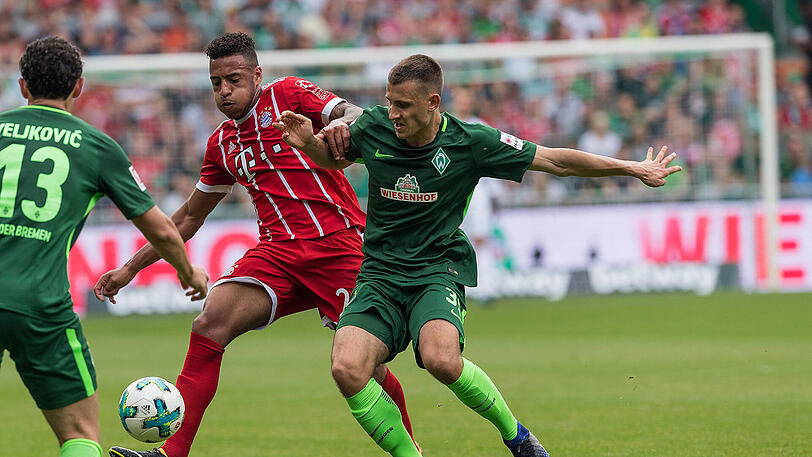 CORENTIN TOLISSO NOTE 4
Einstand nach Maß für den Franzosen mit seinem Tor gegen Leverkusen. Machte auch in Bremen beinahe so weiter: Traf die Latte (7.). Ansonsten mit Biss und Willen, sehr zweikampfstark, stellt immer wieder geschickt seinen Körper rein. Doch im Spiel nach vorne mit zu wenigen Impulsen.