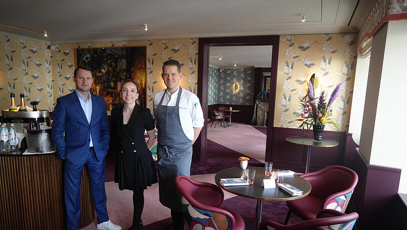 Restaurantleiter Sommelier Julien Morlat mit seinen Noch-Küchenchef Max Nattmessnig und dessen Frau Restaurantmanagerin Bekah Roberts-Natmessnig. Restaurantleiter Sommelier Julien Morlat mit seinen Noch-Küchenchef Max Nattmessnig und dessen Frau Restaurantmanagerin Bekah Roberts-Natmessnig.