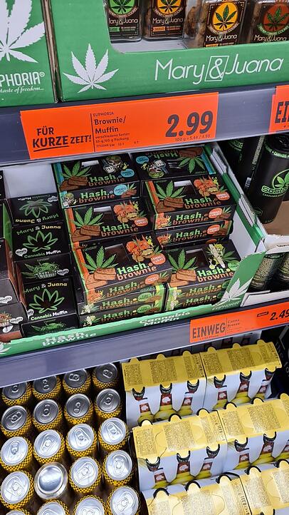 So lagen die Cannabis-Produkte Anfang der Woche noch im Regal So lagen die Cannabis-Produkte Anfang der Woche noch im Regal