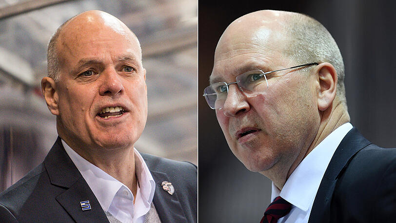 Straubing mit Trainer Bill Stewart (links) fordert München mit Trainer Don Jackson heraus.