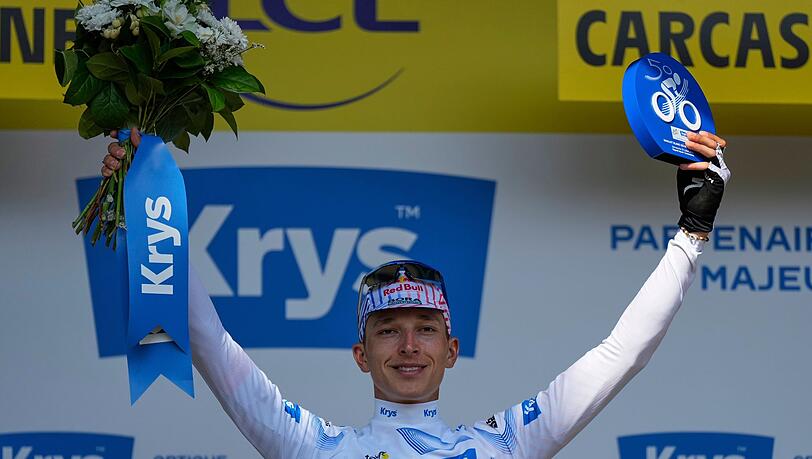 Florian Lipowitz fährt bei der Tour weiter in Weiß.
