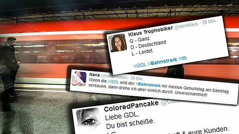 "GDL, Du bist scheiße": Auf Twitter entläd sich der Frust der User über den Bahnstreik. Die Kommentare...