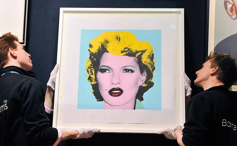 Kate Moss im Portrait des britischen Streetart-Künstlers Banksy.