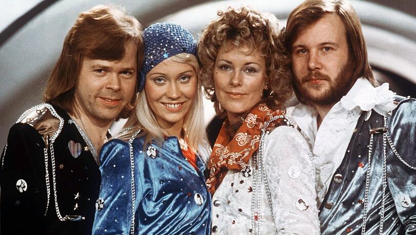 Abba, eine der erfolgreichsten Bands der Welt: Agnetha mit ihrem damaligen Mann Björn Ulvaeus (l.), Frida Lyngstad und Benny Andersson 1975.