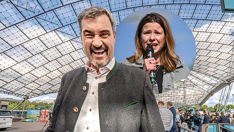 Bayerischer Ministerpr&auml;sident Markus S&ouml;der (CSU) und Aktivistin Luisa Neubauer (AZ-Montage)