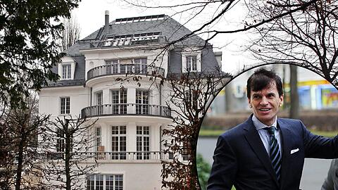 Außenpool, Innenpool, sechs Stockwerke und 1200 Quadratmeter: Anfang des Jahrtausends ließ Investmentbanker Alexander Dibelius diese Villa auf dem Mann-Grundstück errichten.
