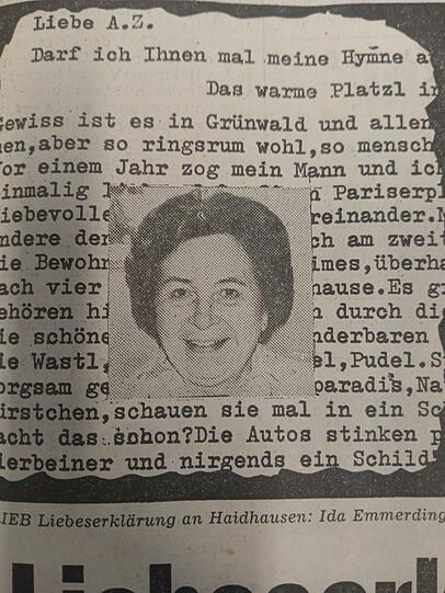 AZ-Leserin Ida Emmerdinger im Jahr 1974.