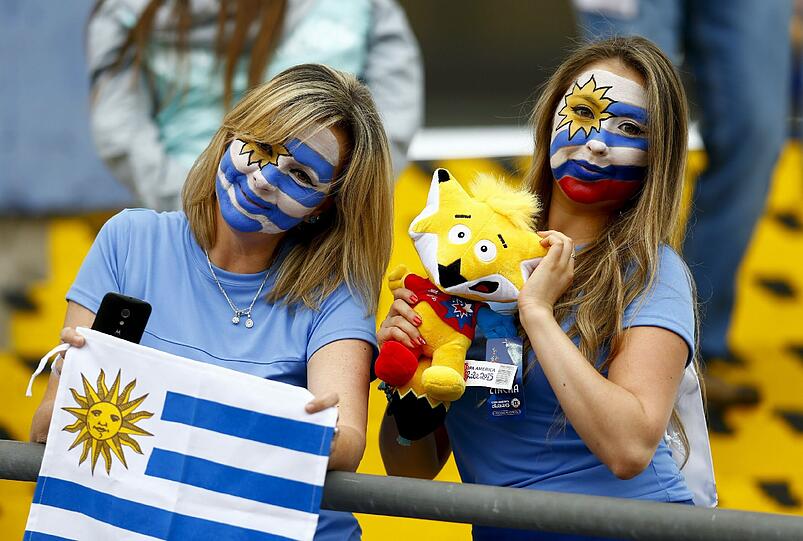 Auch die Nationalmannschaft von Uruguay wird zahlreich unterstützt.