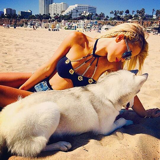 Rita Ora genießt einen Tag am Strand mit ihrem Hund: "Day on the beach #thelmaandlouise"