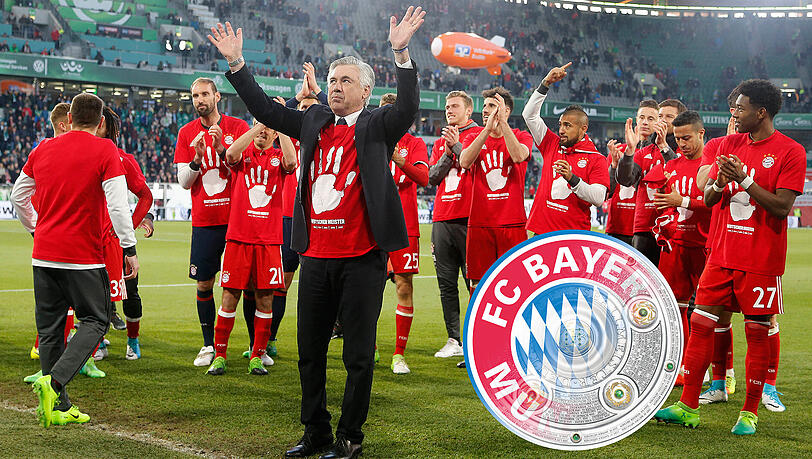 La Ola in Wolfsburg: Trainer Carlo Ancelotti (M.) und die Mannschaft feiern den Meistertitel. "Ich habe es genossen, fühle mich als Mitglied der Bayern-Familie", sagt er. La Ola in Wolfsburg: Trainer Carlo Ancelotti (M.) und die Mannschaft feiern den Meistertitel. "Ich habe es genossen, fühle mich als Mitglied der Bayern-Familie", sagt er.